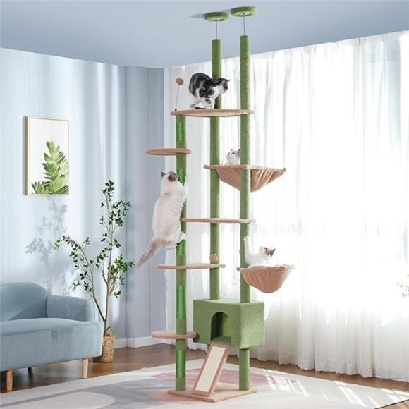 6 Tiers Tower Fit for 7-9 Feet Ceiling w/ Cat Condo Hammock & Sisal Covered Post - Picture 8 of 8